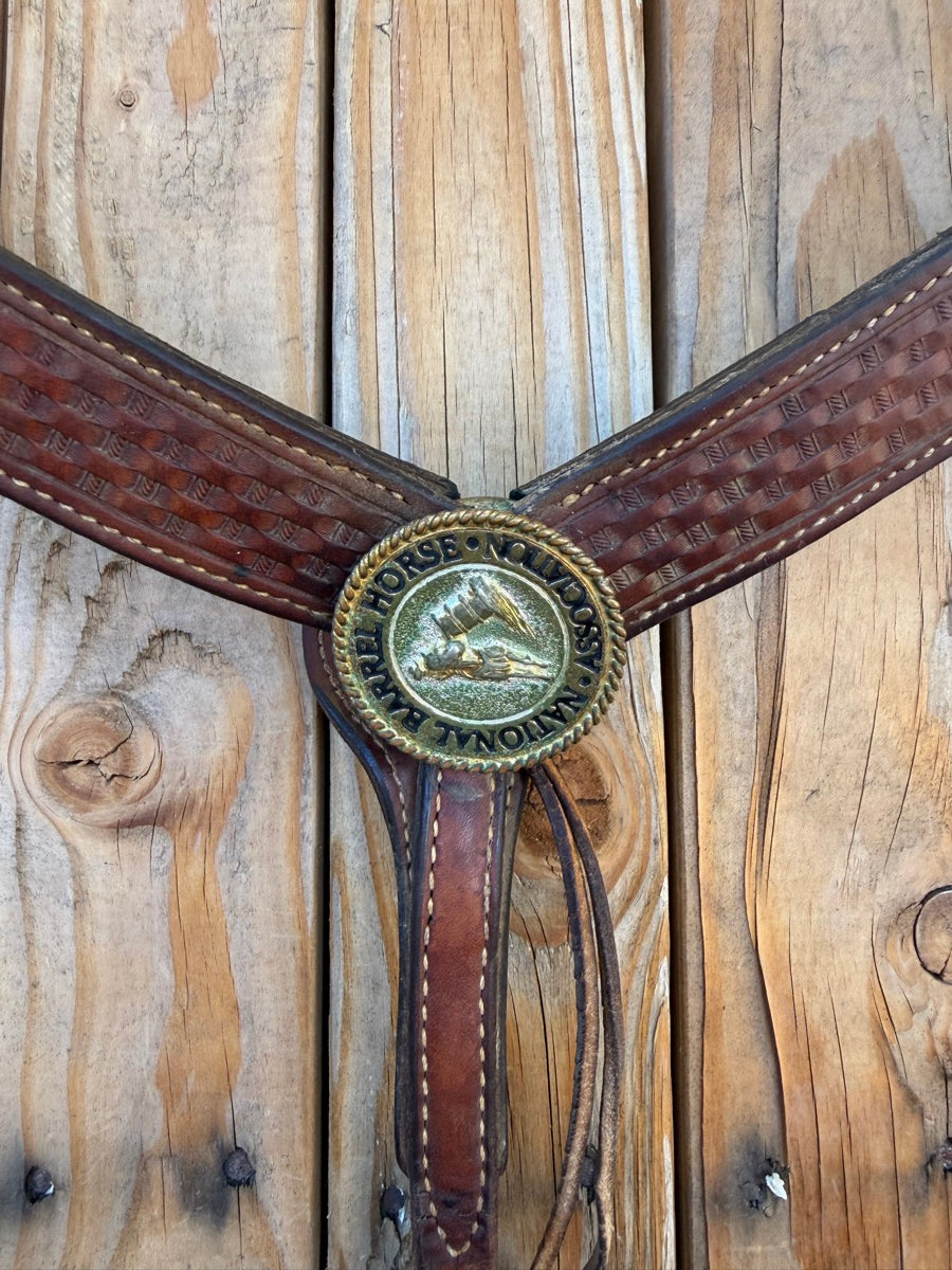 Vintage Basketweave Stamp Leather NBHA Breast Collar       BCL1165