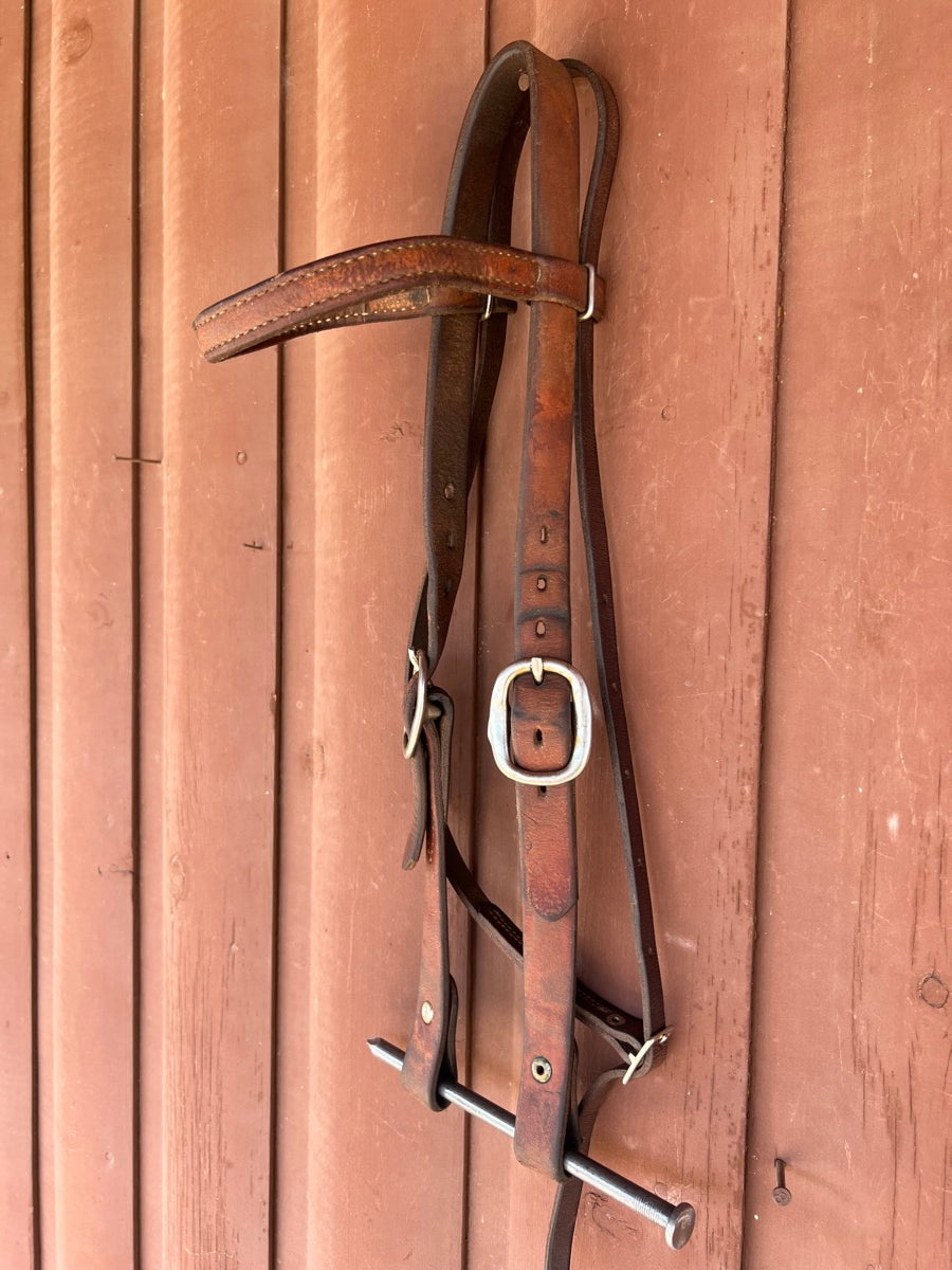 1" Heavy Oil Leather Browband Headstall    HS1140