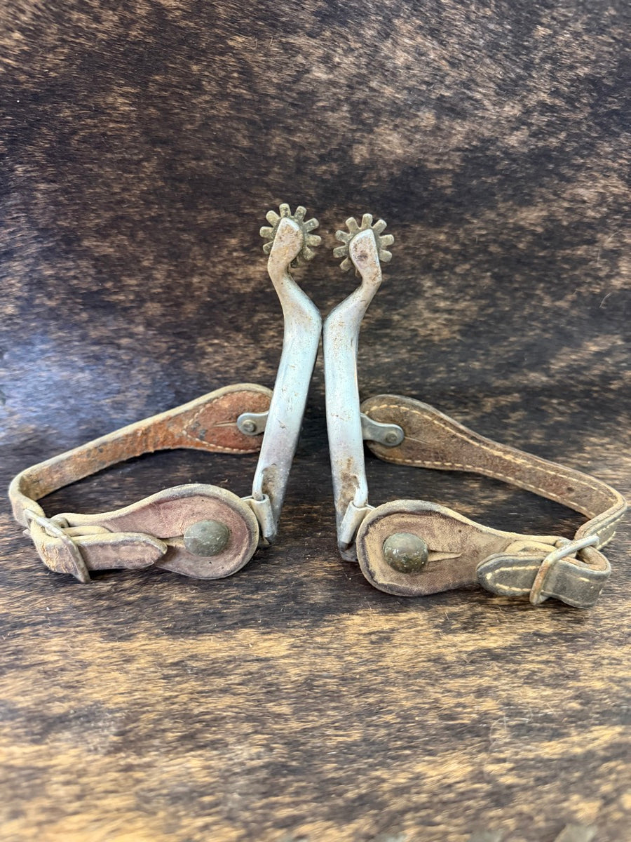 Vintage Roy Robinson Western Spurs with Leather Spur Straps   SPR1150