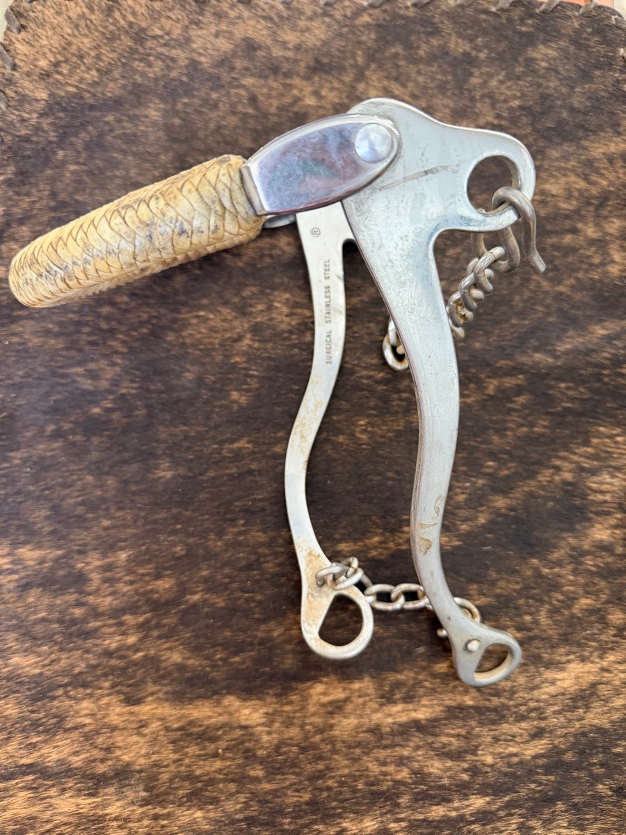 Stainless Steel Sliester Bit USA Braided Rawhide Nose Mechanical Hackamore     B1333