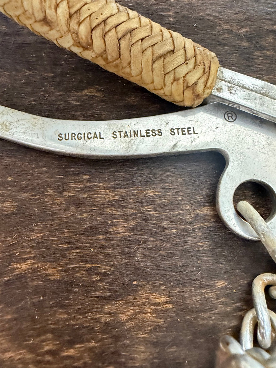 Stainless Steel Sliester Bit USA Braided Rawhide Nose Mechanical Hackamore     B1333