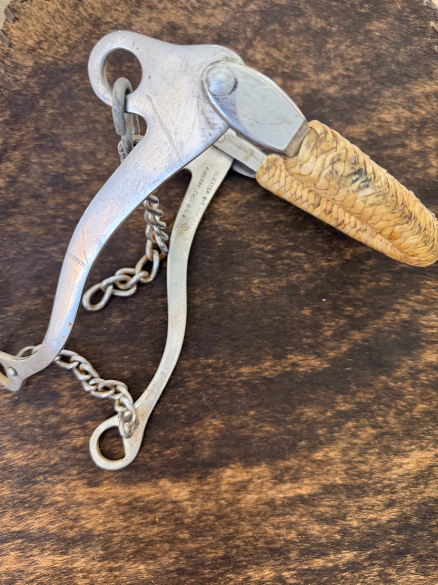 Stainless Steel Sliester Bit USA Braided Rawhide Nose Mechanical Hackamore     B1333