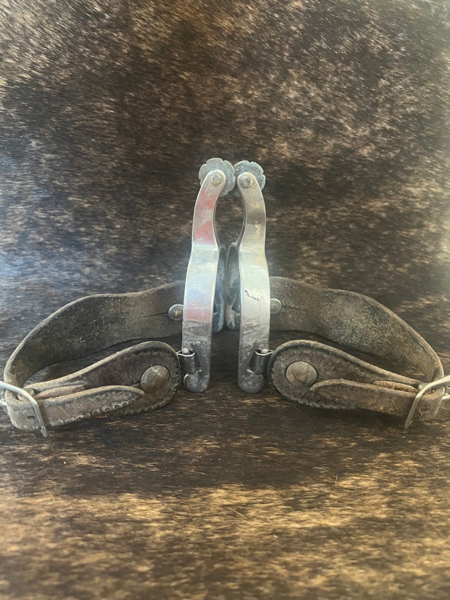 Kids Spurs with Rosebud Rowels and Leather Spur Straps     SPR1119