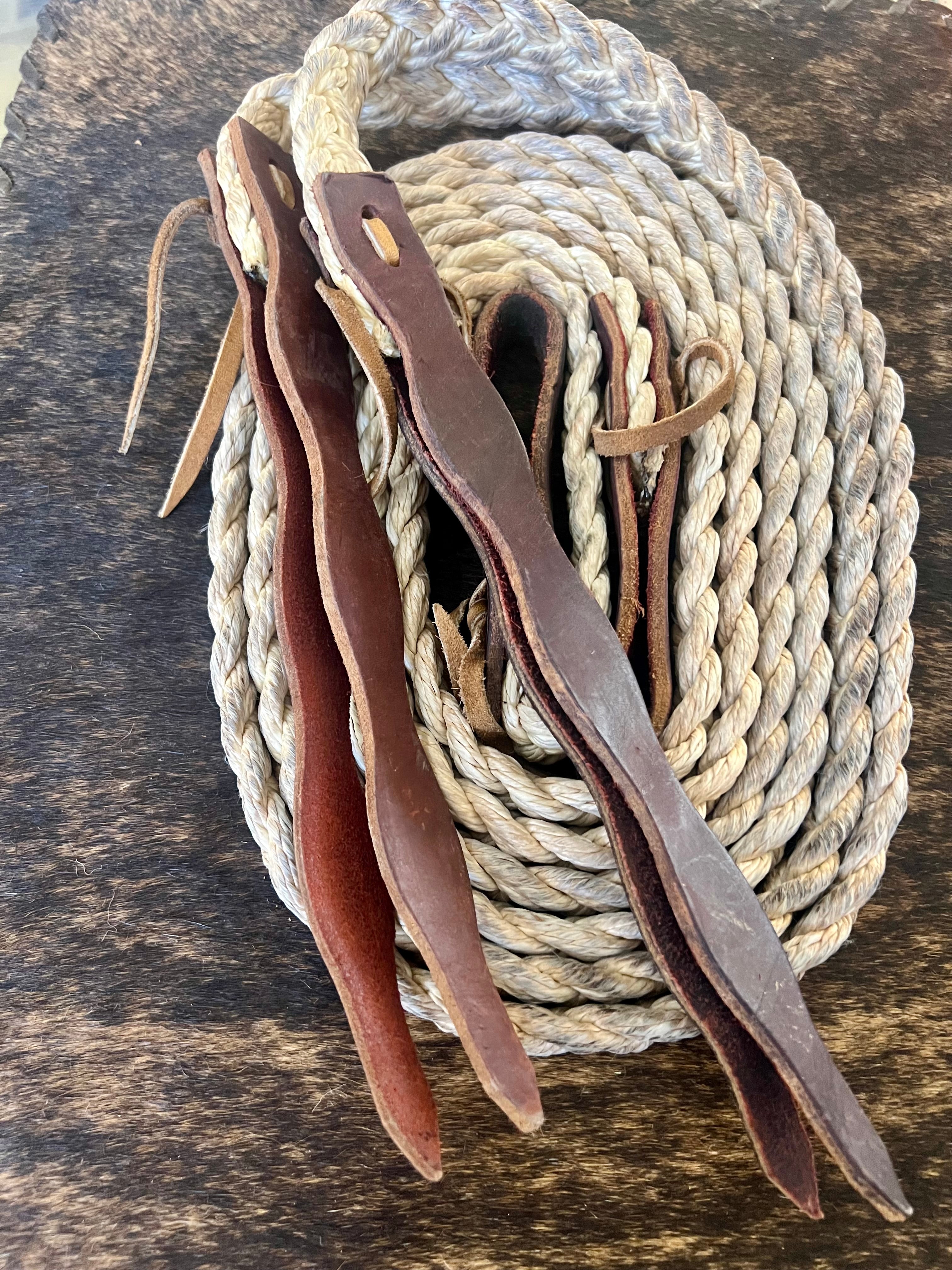 8 ft - 1 in wide Flat Braided Mule Tape Split Reins with Leather Poppers and Water Tie Ends   RN1144