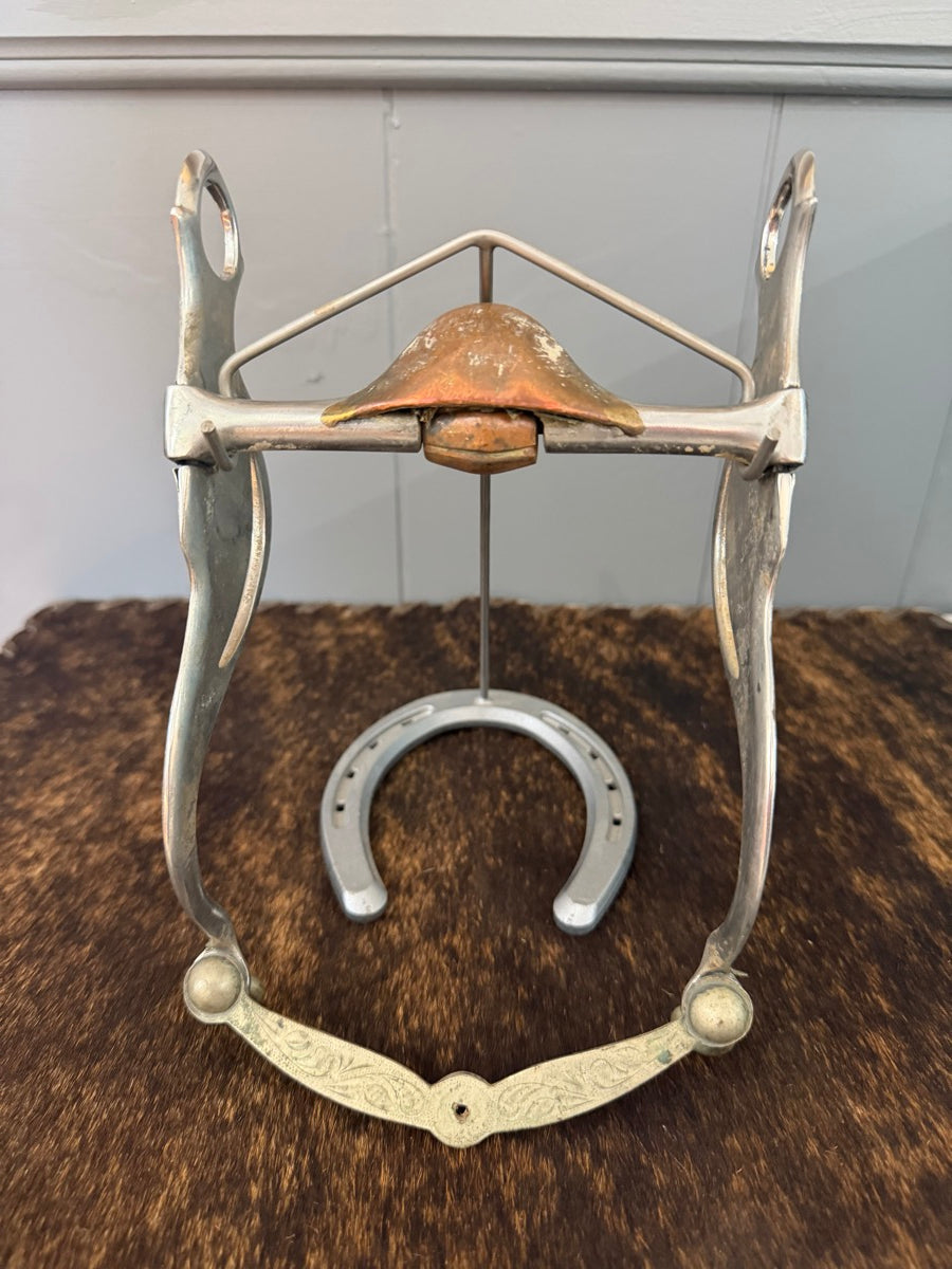 Vintage Silver Bit with Copper Hooded Mouth with Copper Roller    B1336