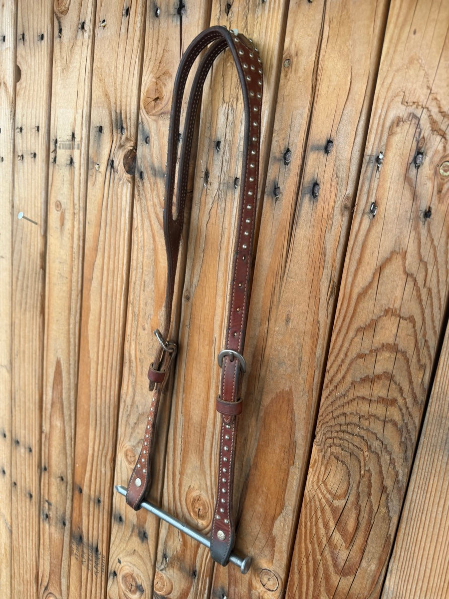 One Ear Shaped Leather Headstall with Silver Dot       HS1248