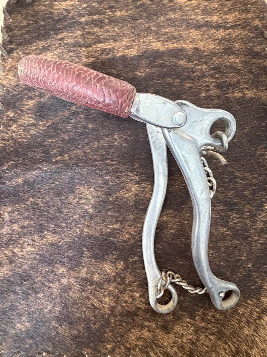 Sliester Aluminum Shank Braided Leather Noseband Hackamore Bit      B1347