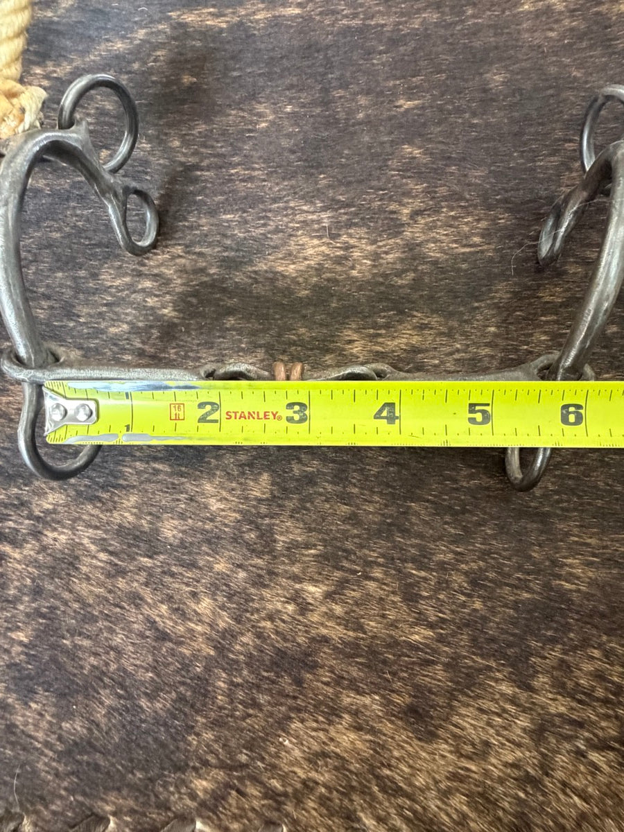 Combination Rope Nose Hackamore with Dogbone Copper Ring Mouth Bit   B1345