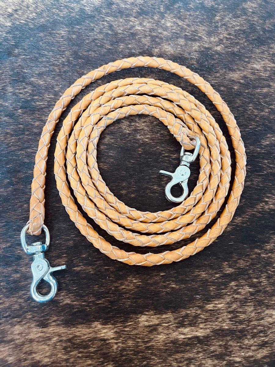 Round Braided Leather Roping Reins     RN1149