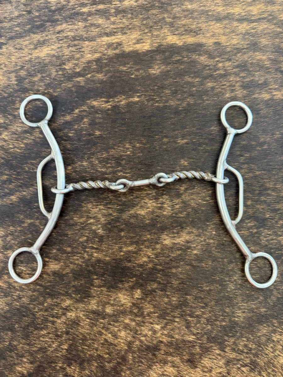 6.25 inch J & C Bits Sweet Twisted Wire Dogbone Gag Bit    B1353