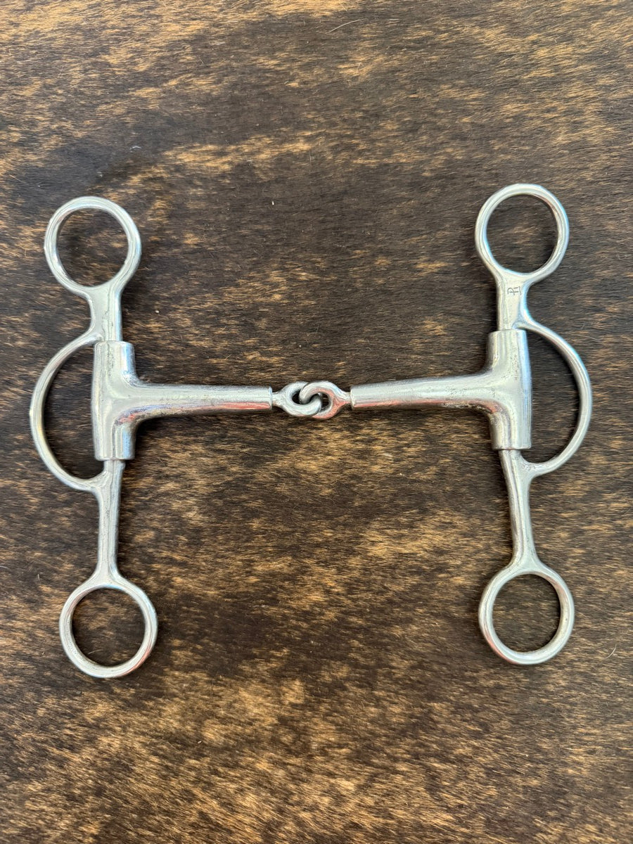 5 inch Robart Pinchless Short Shank Training Snaffle Stainless Steel Bit Copper Inlays      B1354