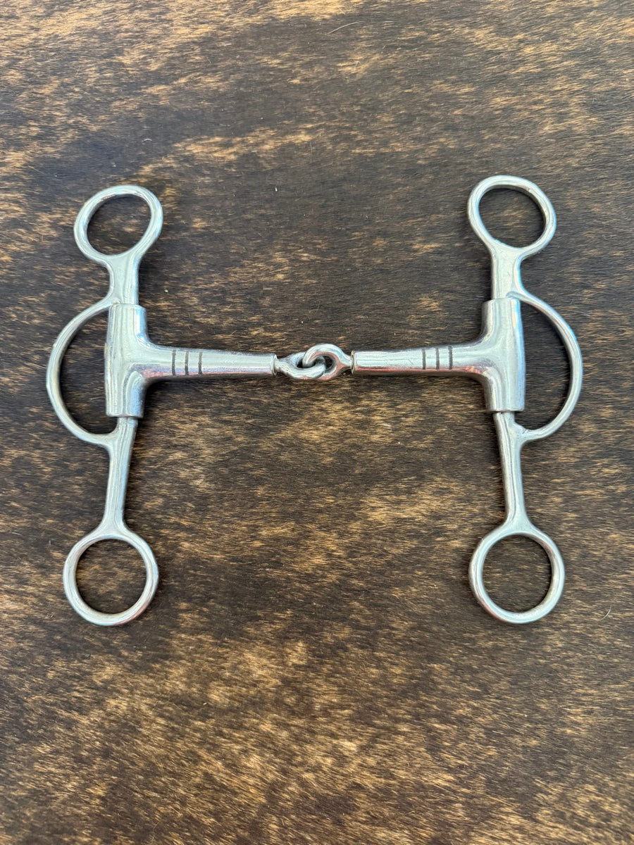 5 inch Robart Pinchless Short Shank Training Snaffle Stainless Steel Bit Copper Inlays      B1354