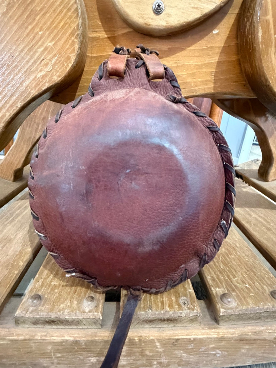 Vintage Western Style Leather Covered Cowboy Canteen     SB1124