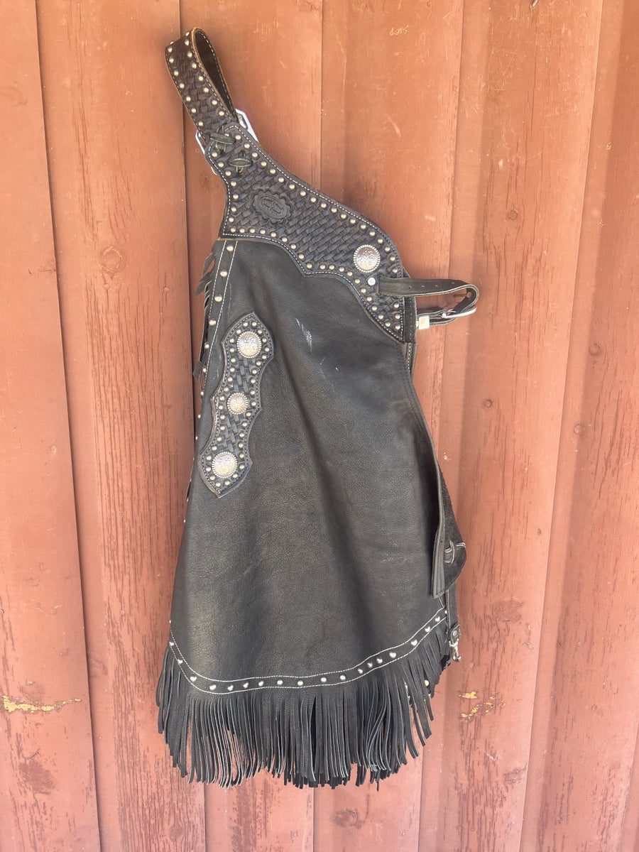 Al Levey Custom Black Leather Chinks   CH1112