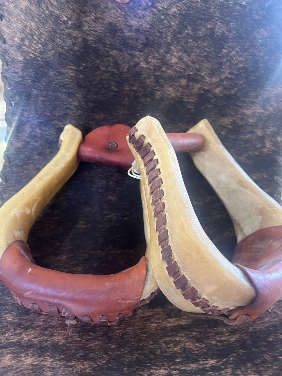 Laced Rawhide Bell Stirrups    STR1113