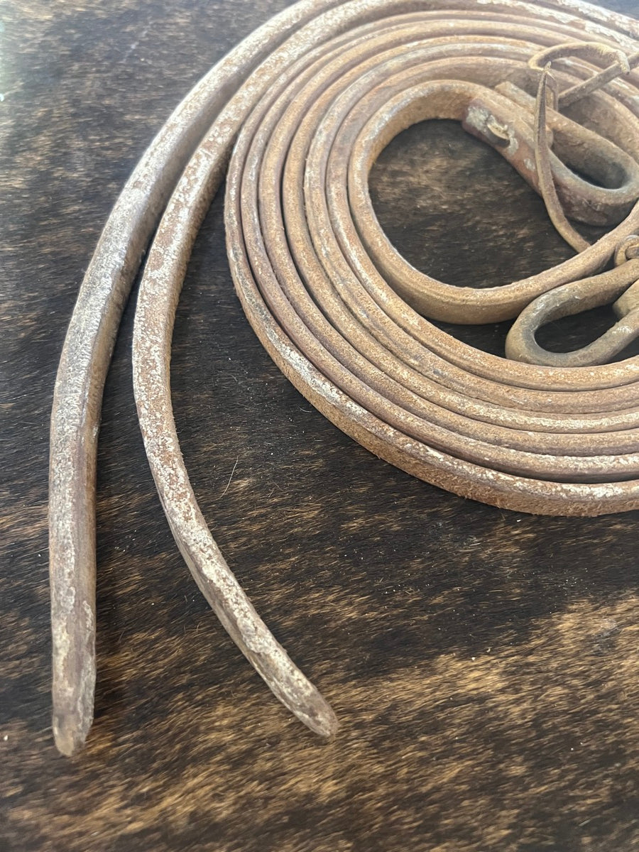 8 ft Leather Split Reins Weighted Ends    RN1151