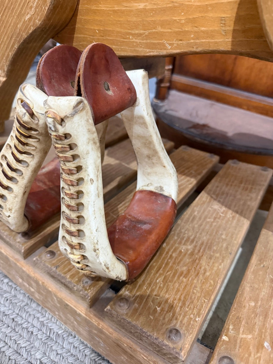 Used Natural Rawhide Covered Stirrups