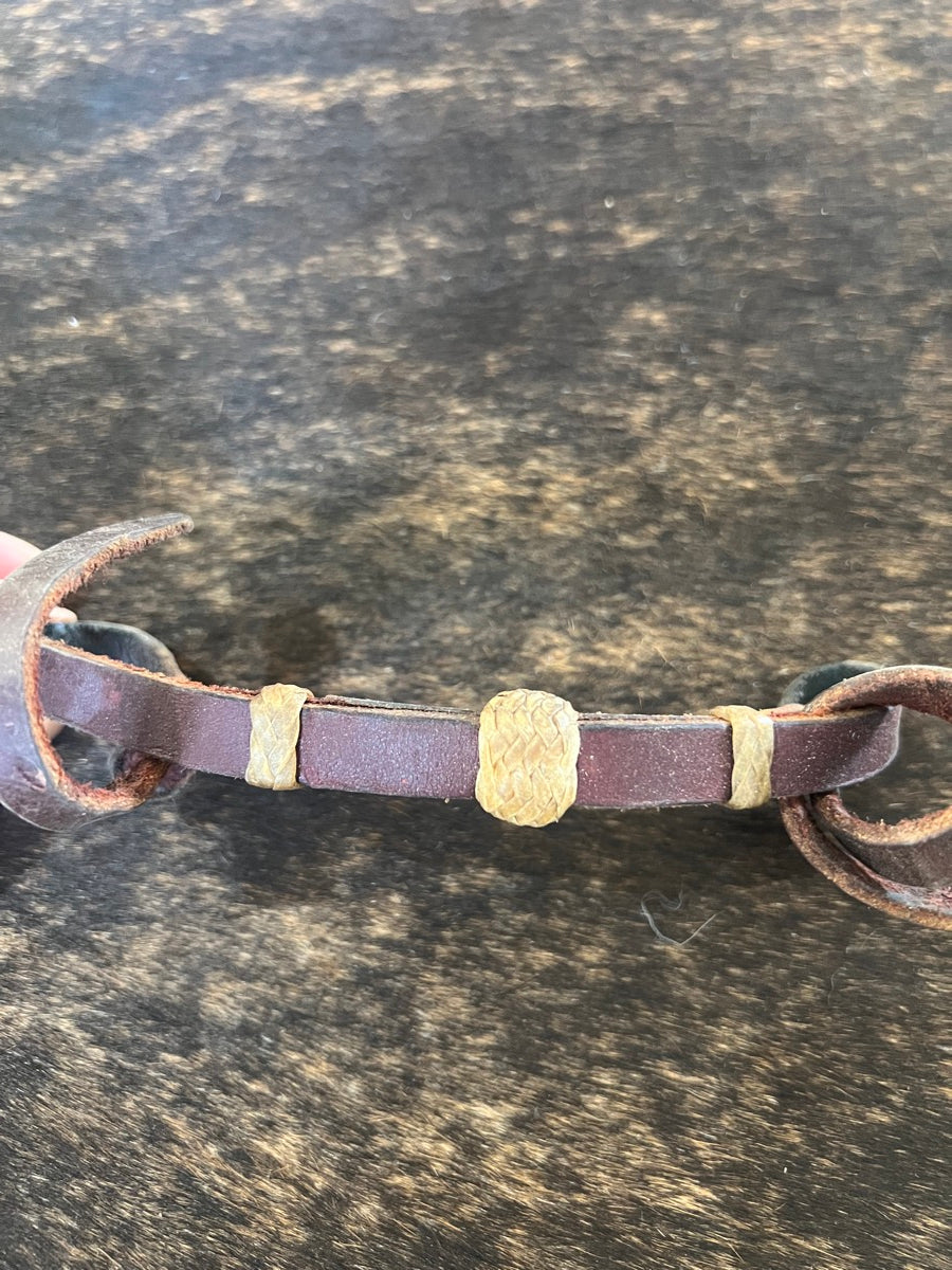 Harness Tie Curb Strap with Rawhide Buttons     CRB1113