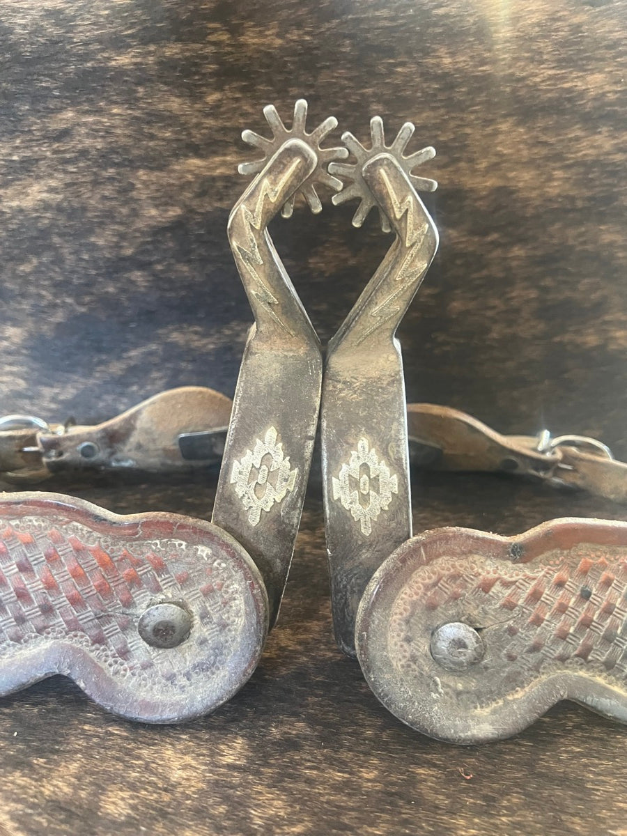 Double Mounted Mark Thomas AzCHA Cowboy Spurs with Spur Straps    SPR1124