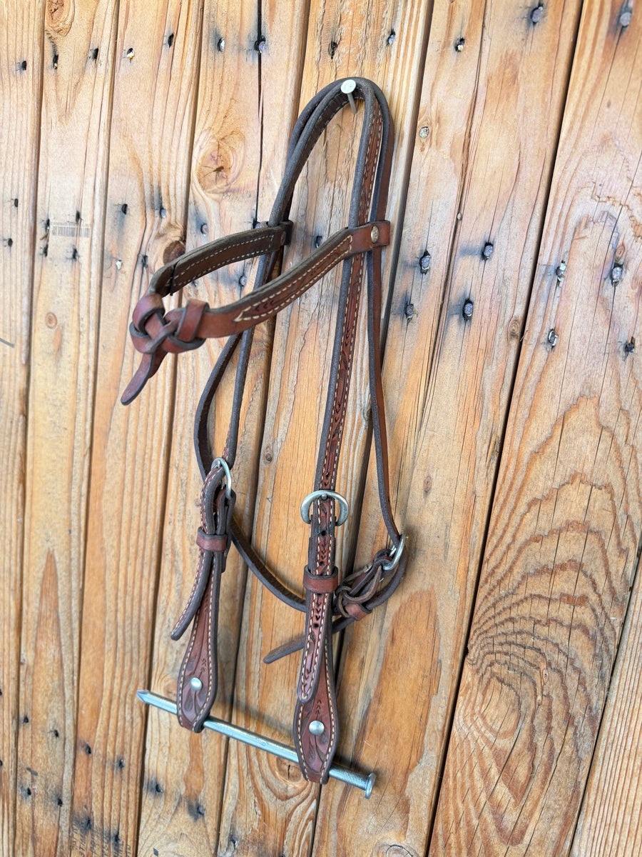 Leather Futurity Knot Browband Headstall     HS1254