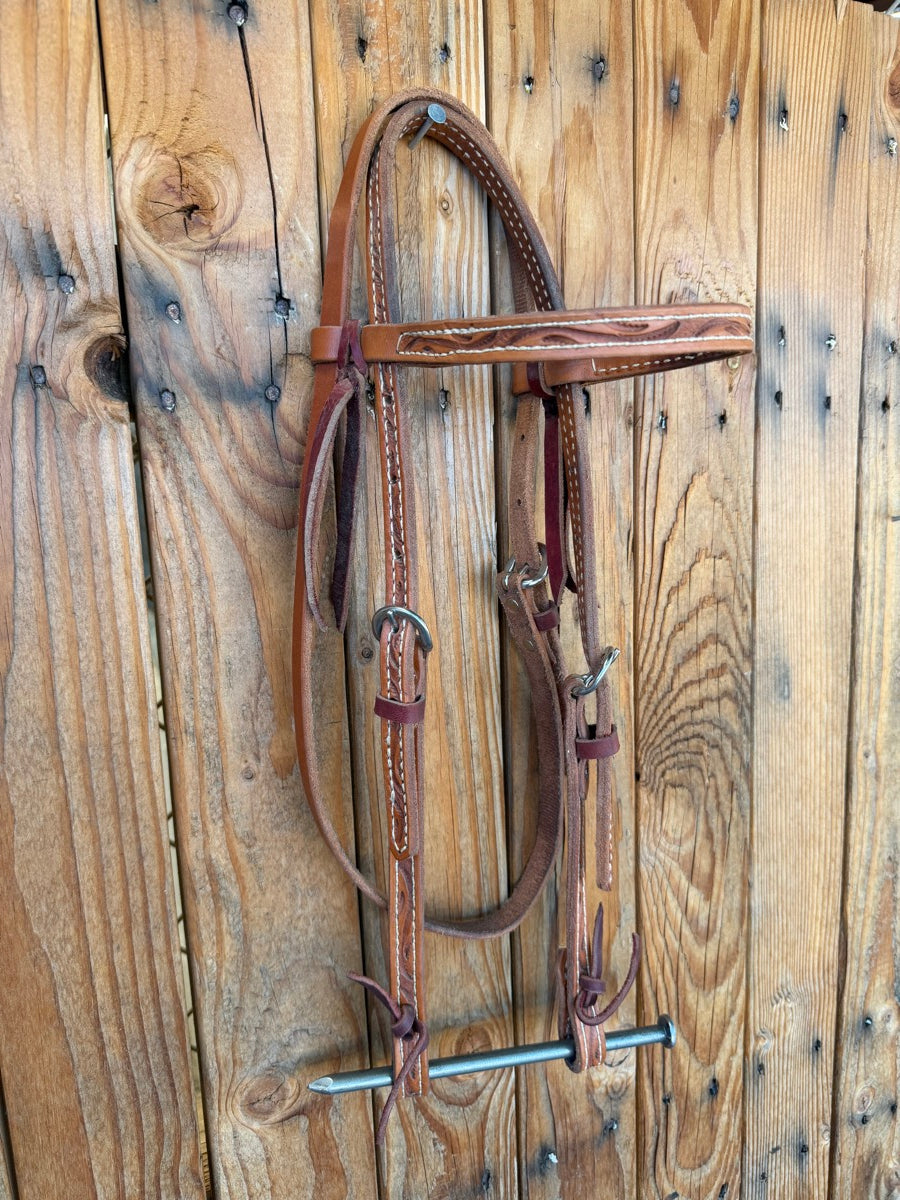 Leather Tooled Western Browband Headstall     HS1255