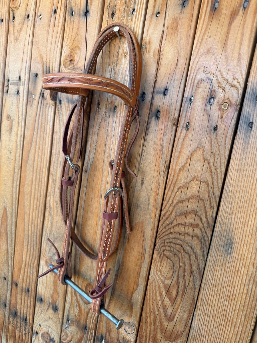 Leather Tooled Western Browband Headstall     HS1255