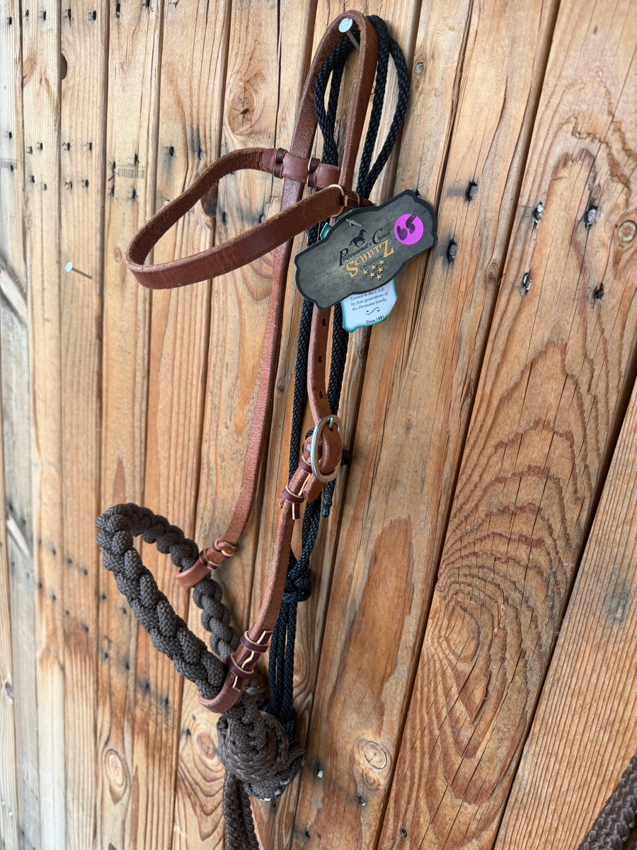 Professional's Choice Schutz Collection Loping Hackamore and Split Reins     HS1256