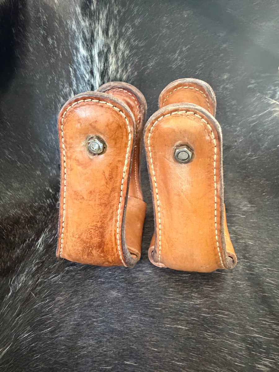 Sunflower Tooled Leather Bell Stirrups      STR1138