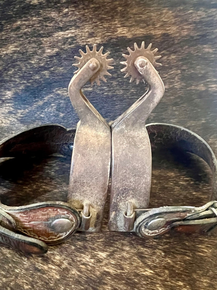 Vintage Crockett Renalde Spurs with Leather Spur Straps    SPR1125