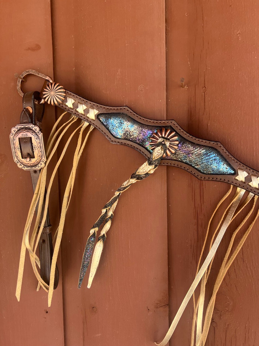MOUSM Western Leather Breast Collar and Headstall Tack Set    BCL1130