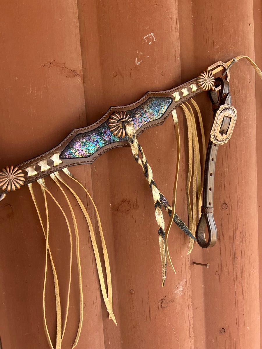 MOUSM Western Leather Breast Collar and Headstall Tack Set    BCL1130