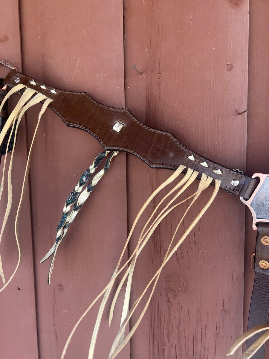 MOUSM Western Leather Breast Collar and Headstall Tack Set    BCL1130