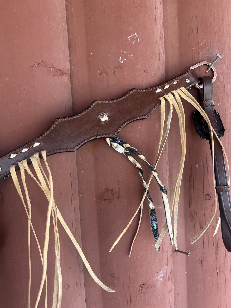 MOUSM Western Leather Breast Collar and Headstall Tack Set    BCL1130