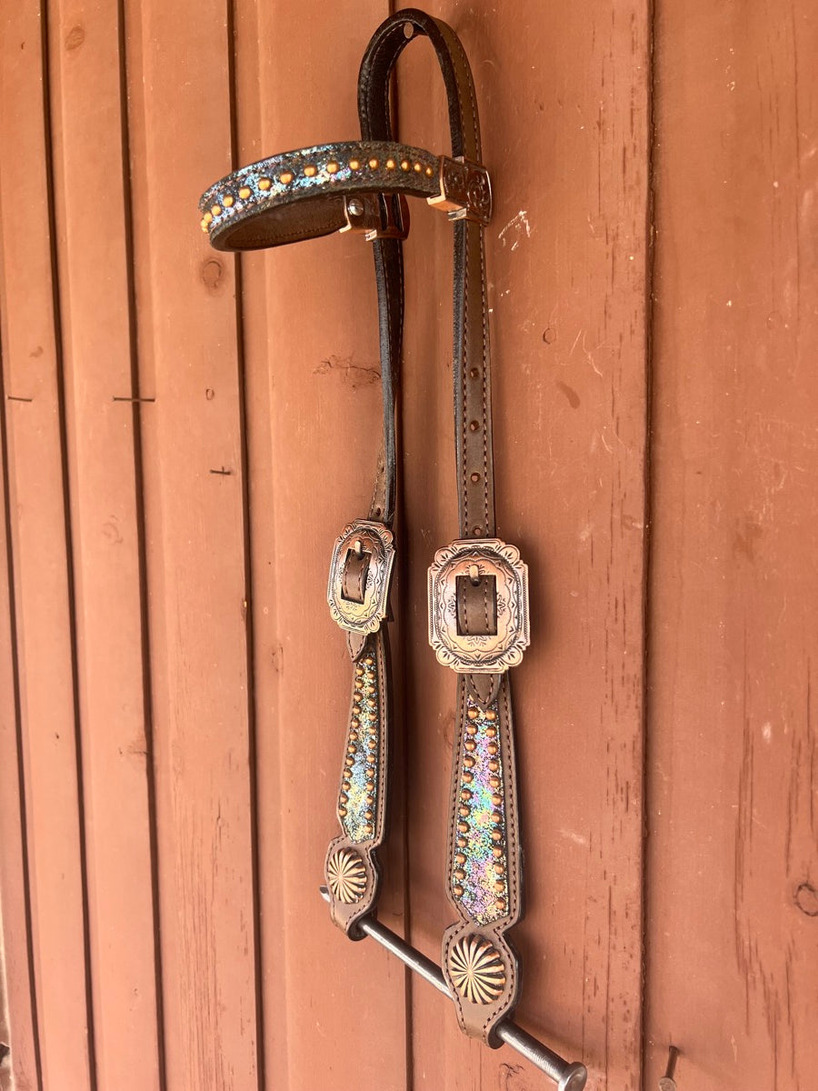 MOUSM Western Leather Breast Collar and Headstall Tack Set    BCL1130