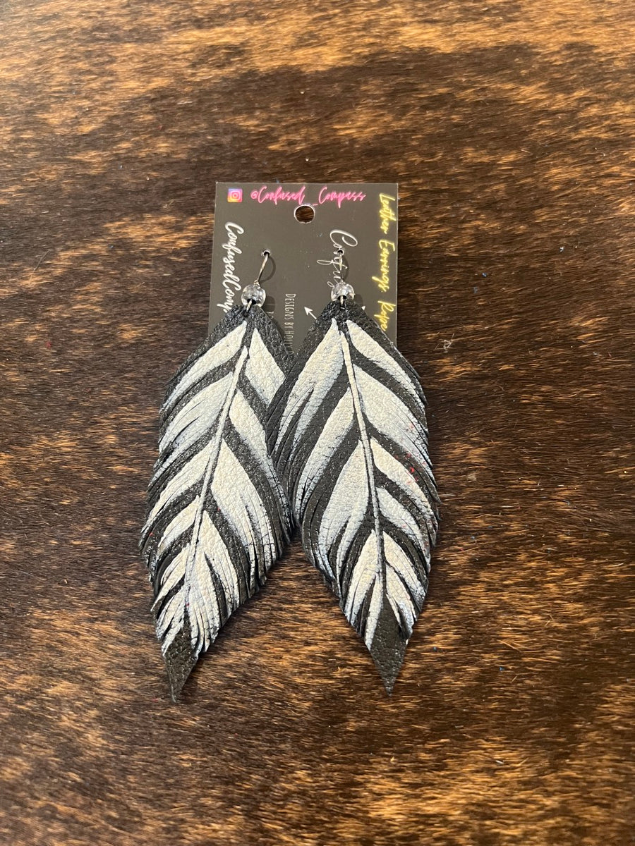 Leather Feather Earrings