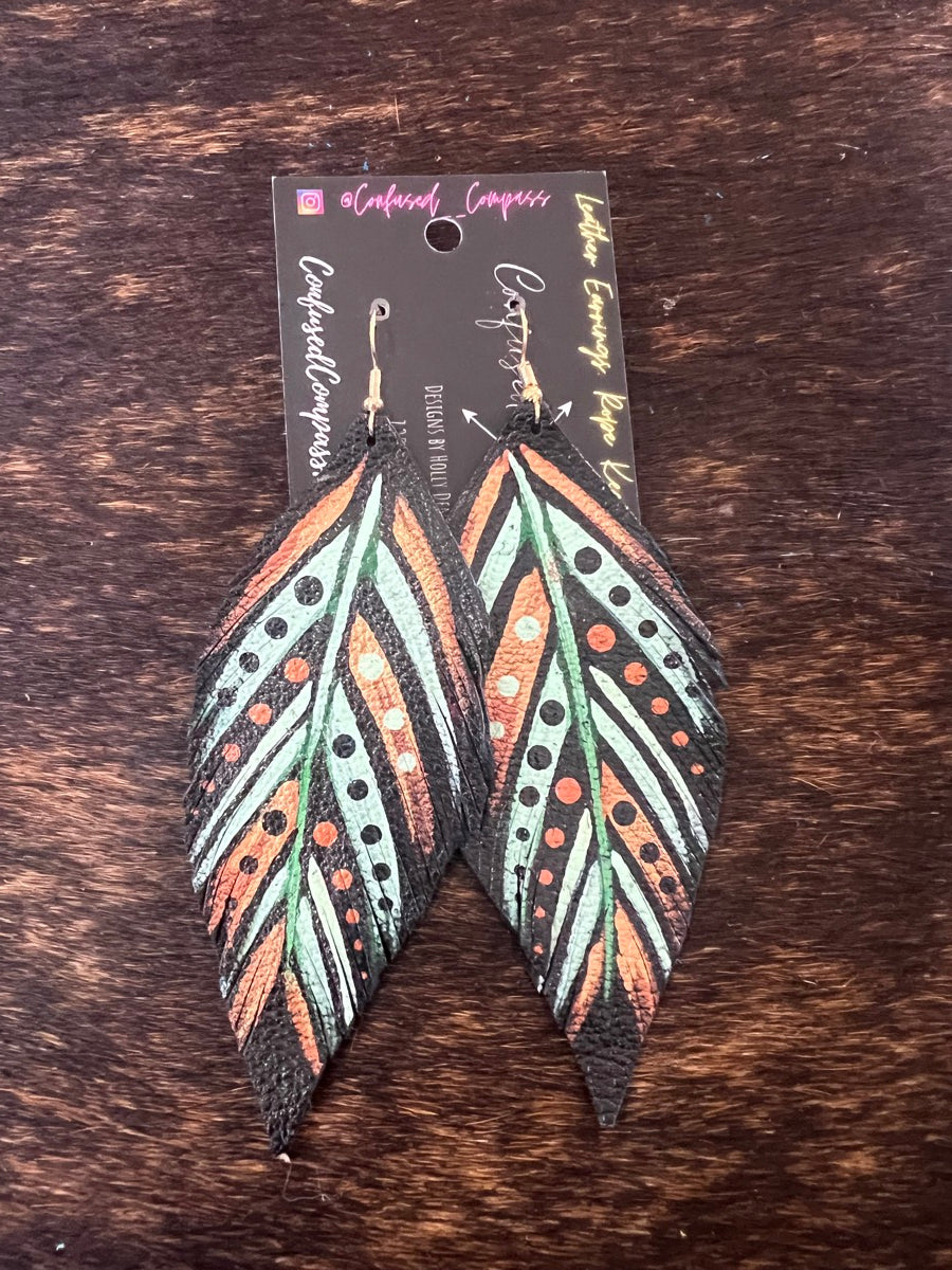 Leather Feather Earrings