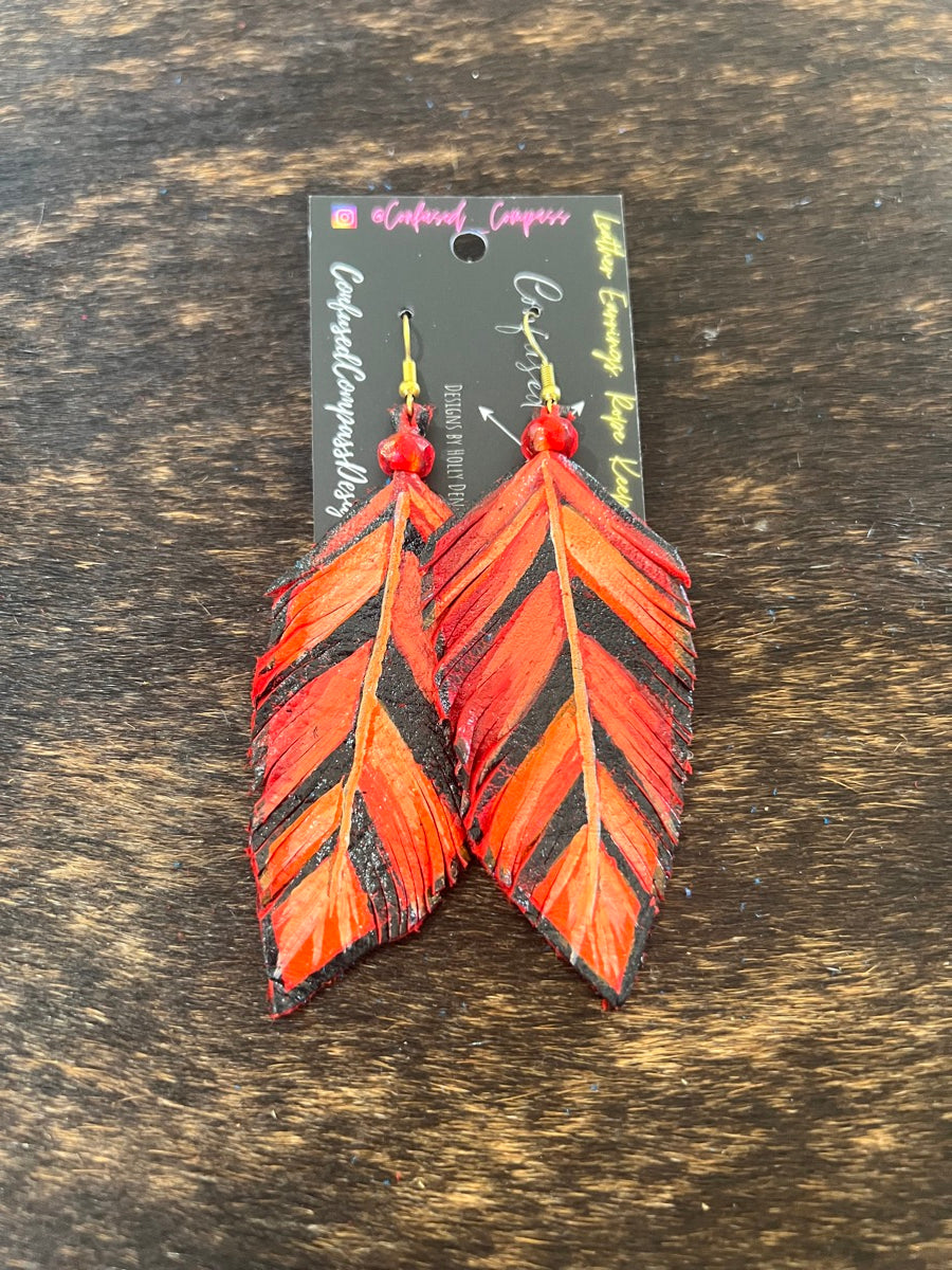 Leather Feather Earrings