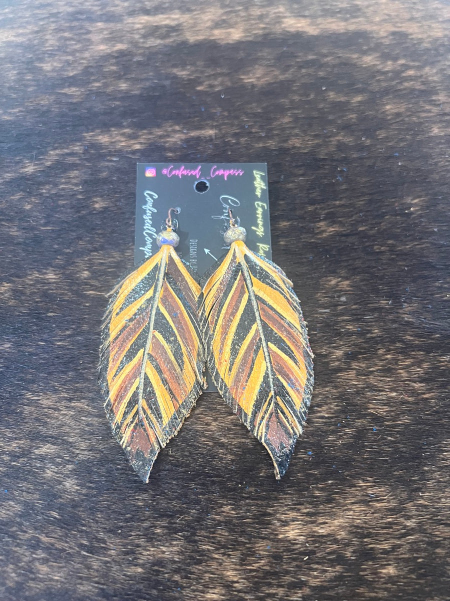 Leather Feather Earrings