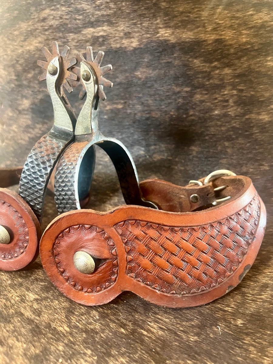 Rasp Spurs with Gooseneck Shank Western Spurs with Leather Spur Straps    SPR1127