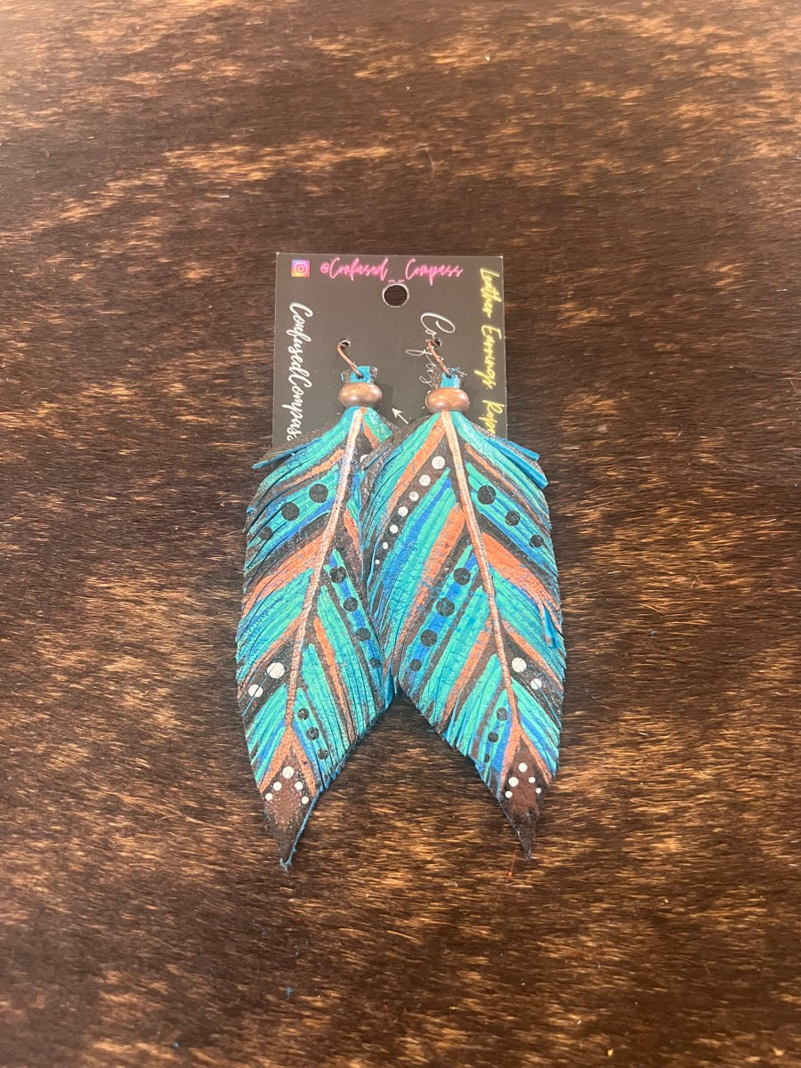 Leather Feather Earrings