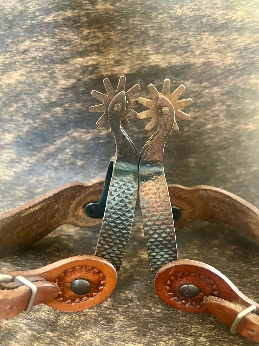 Rasp Spurs with Gooseneck Shank Western Spurs with Leather Spur Straps    SPR1127