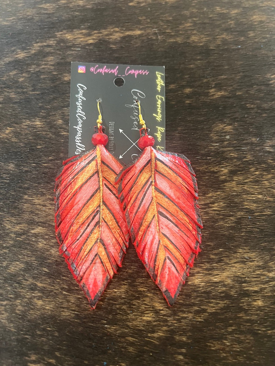 Leather Feather Earrings