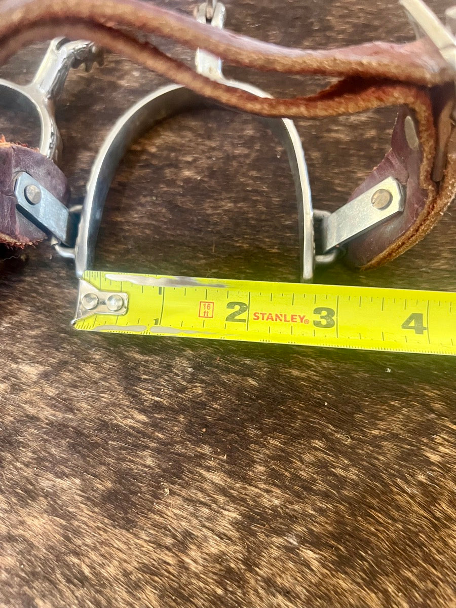Vintage Engraved Metal Western Spurs with Leather Spur Straps    SPR1129