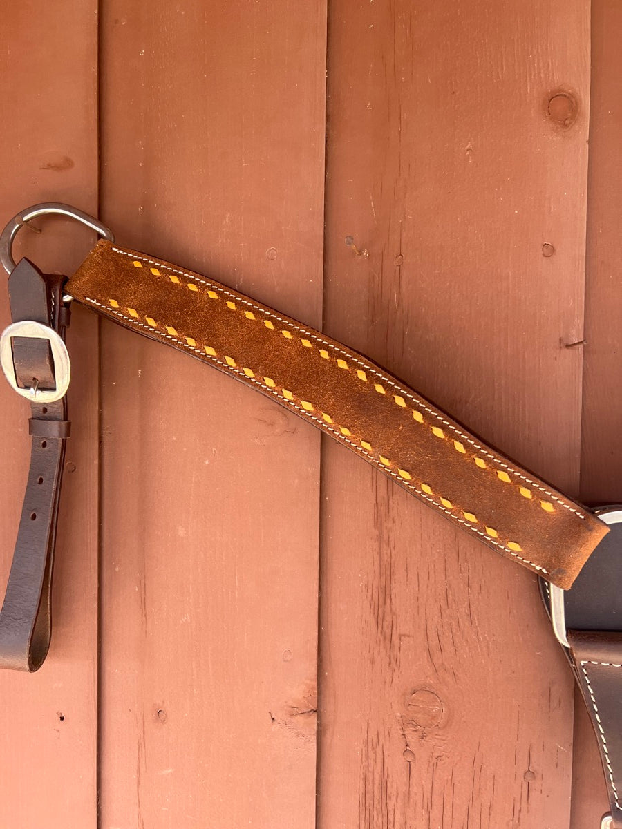 Roughout Leather with Buck Stitch Western Breast Collar   BCL1134