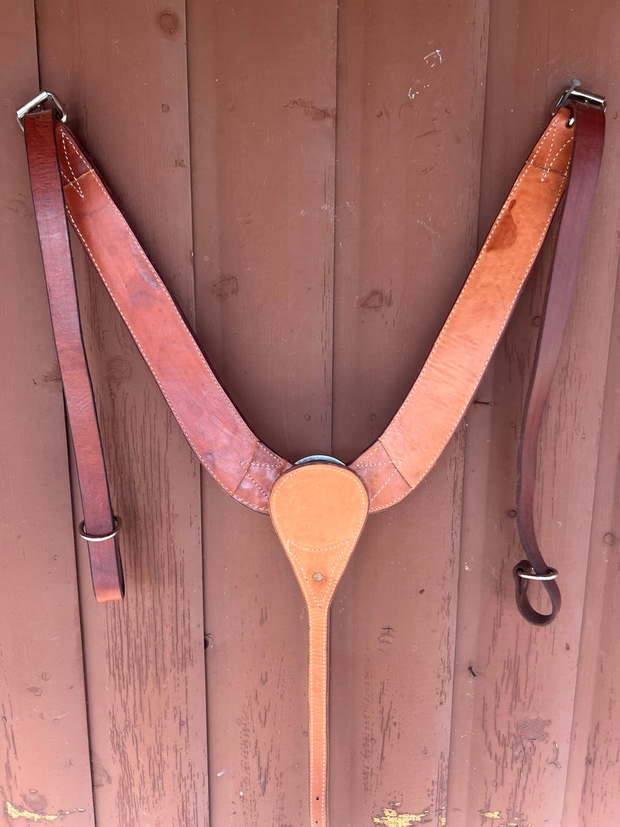 Floral Tooled Leather Western Pulling Collar with Rawhide  BCL1135