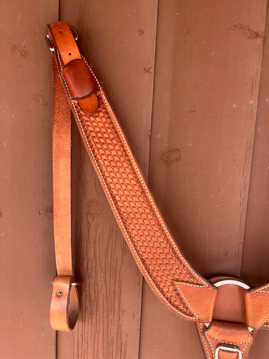 Basketweave Leather Western Pulling Collar     BCL1136