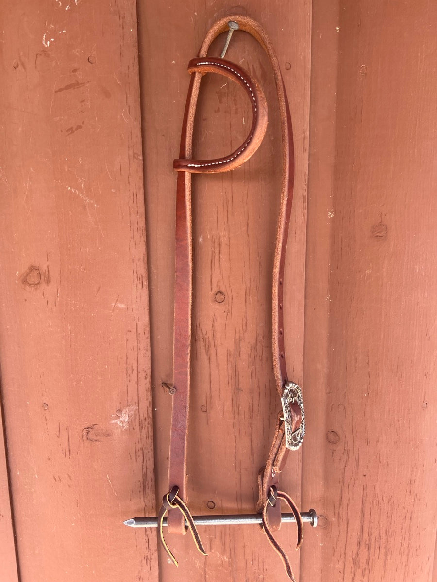 Single Ear Leather Headstall with Fancy Buckle     HS1166