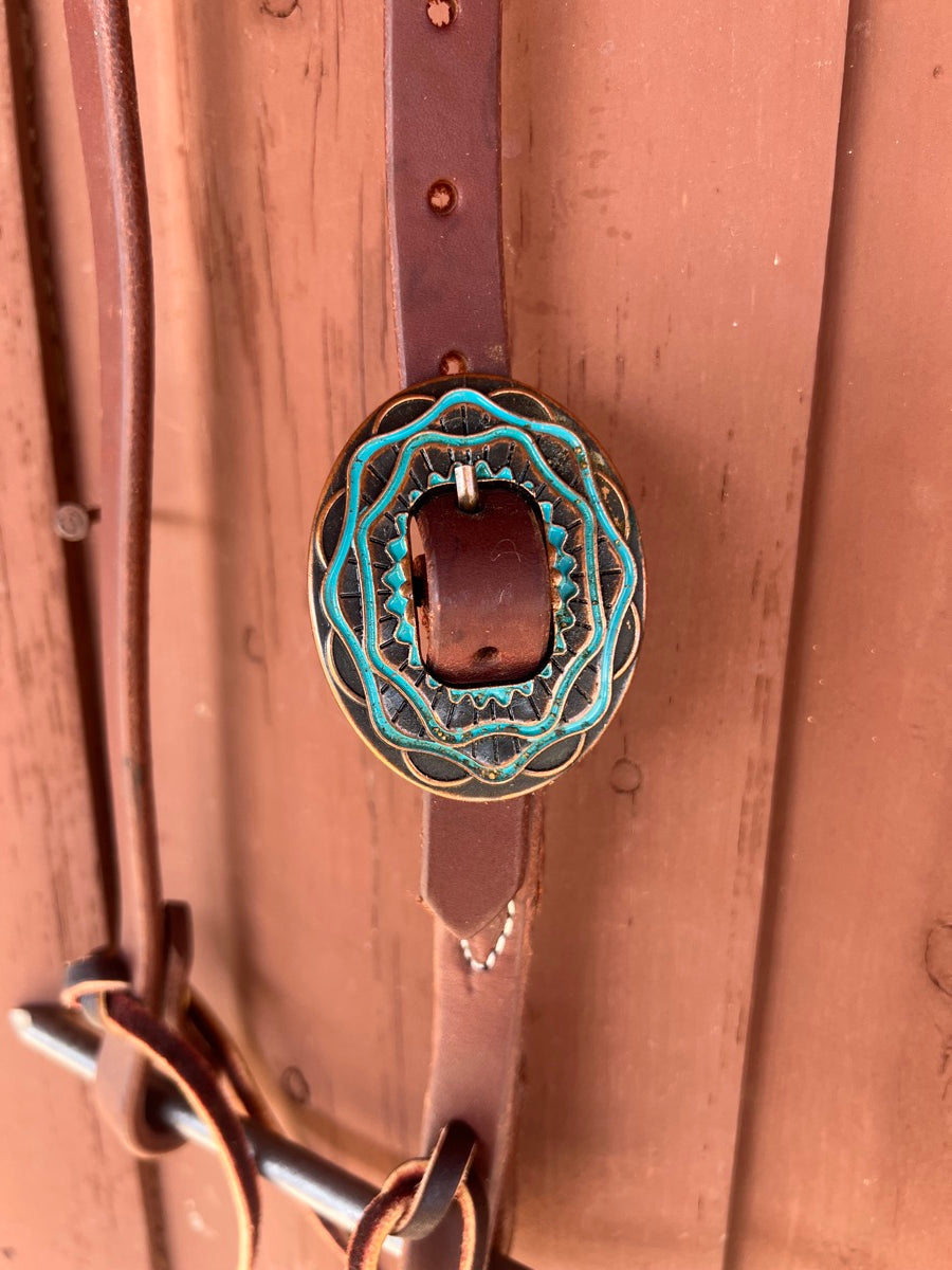 Single Ear Leather Headstall with Fancy Buckle     HS1166