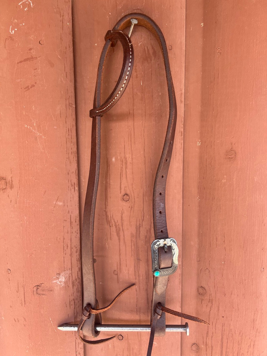 Single Ear Leather Headstall with Fancy Buckle     HS1166
