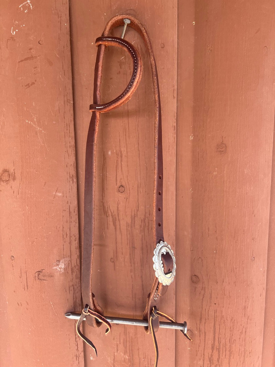 Single Ear Leather Headstall with Fancy Buckle     HS1166